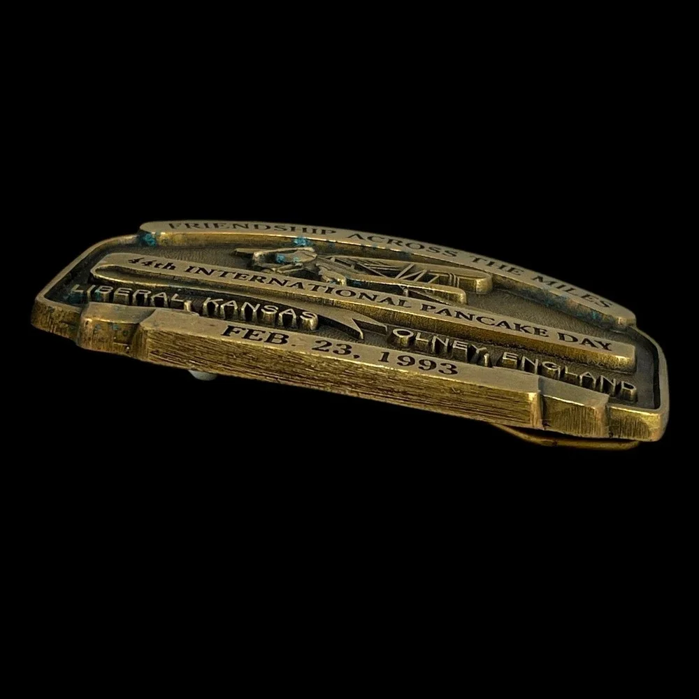 Belt Buckle 1993 Western Associates 44th International Pancake Day Biplane